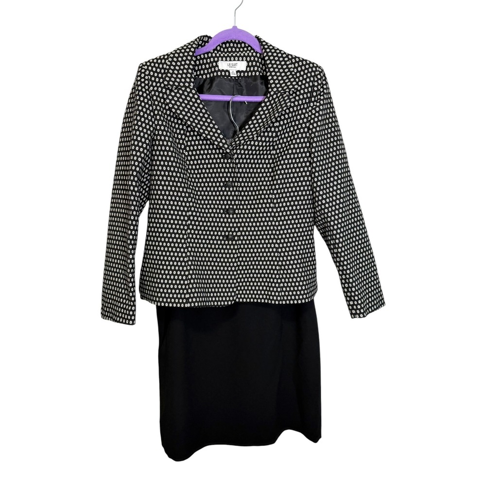 Le Suit 12 Black White Skirt Suit Patterned Blazer Pencil Skirt Professional Mod